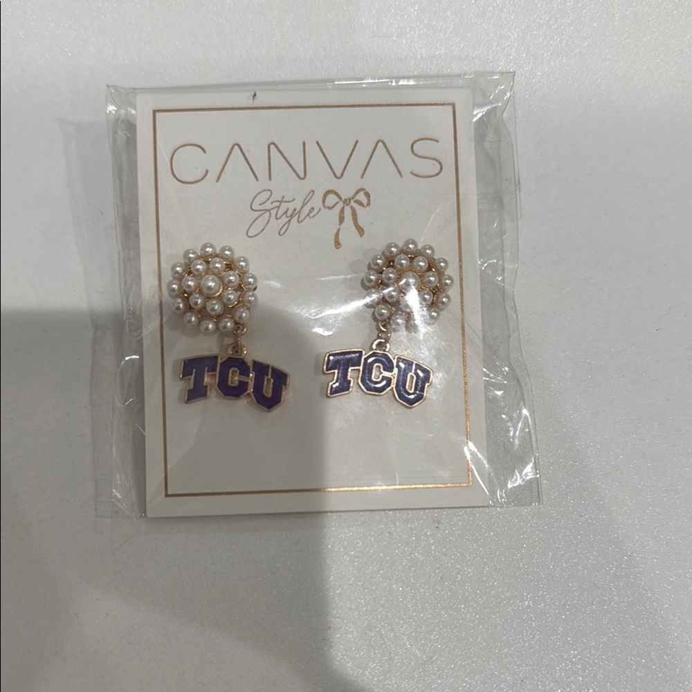 Canvas Style TCU Pearl Earrings